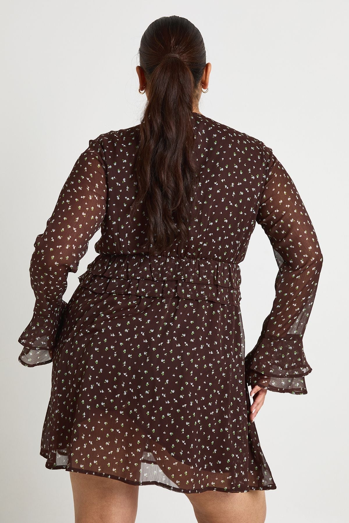 Plus Floral Chiffon Tiered Smock Dress