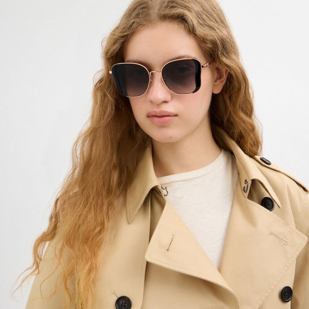 C Hardware Metal Butterfly Square Sunglasses