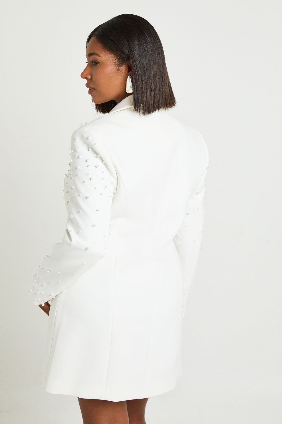 Plus Pearl Embellished Blazer Dress