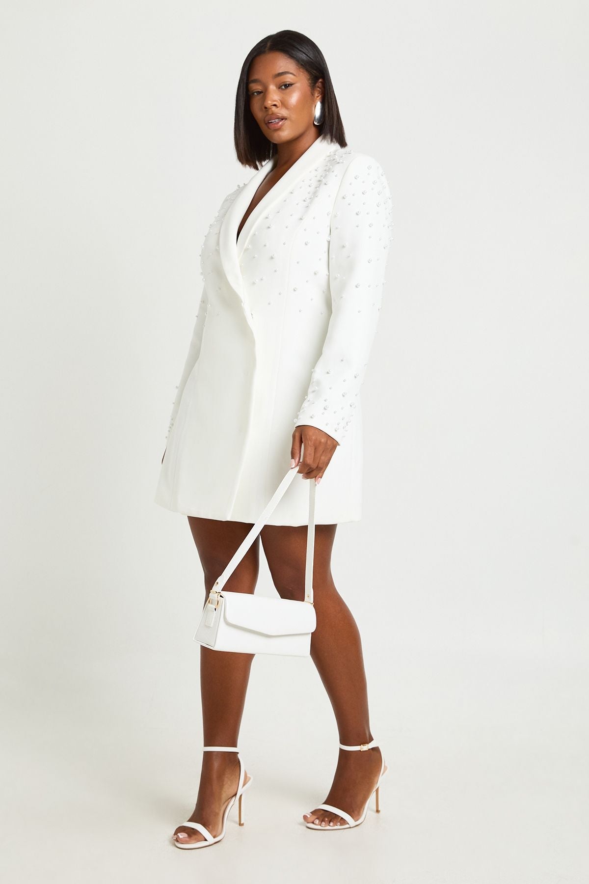 Plus Pearl Embellished Blazer Dress