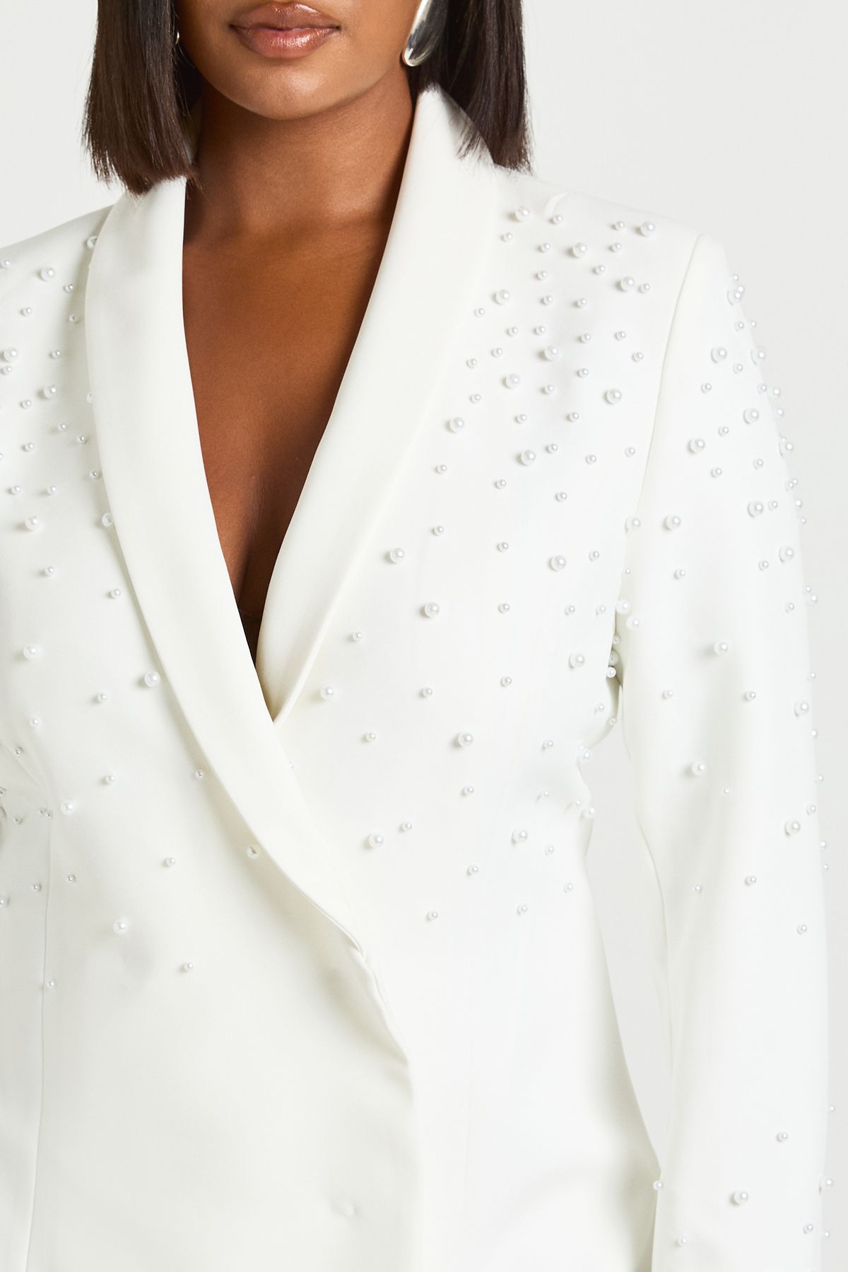 Plus Pearl Embellished Blazer Dress