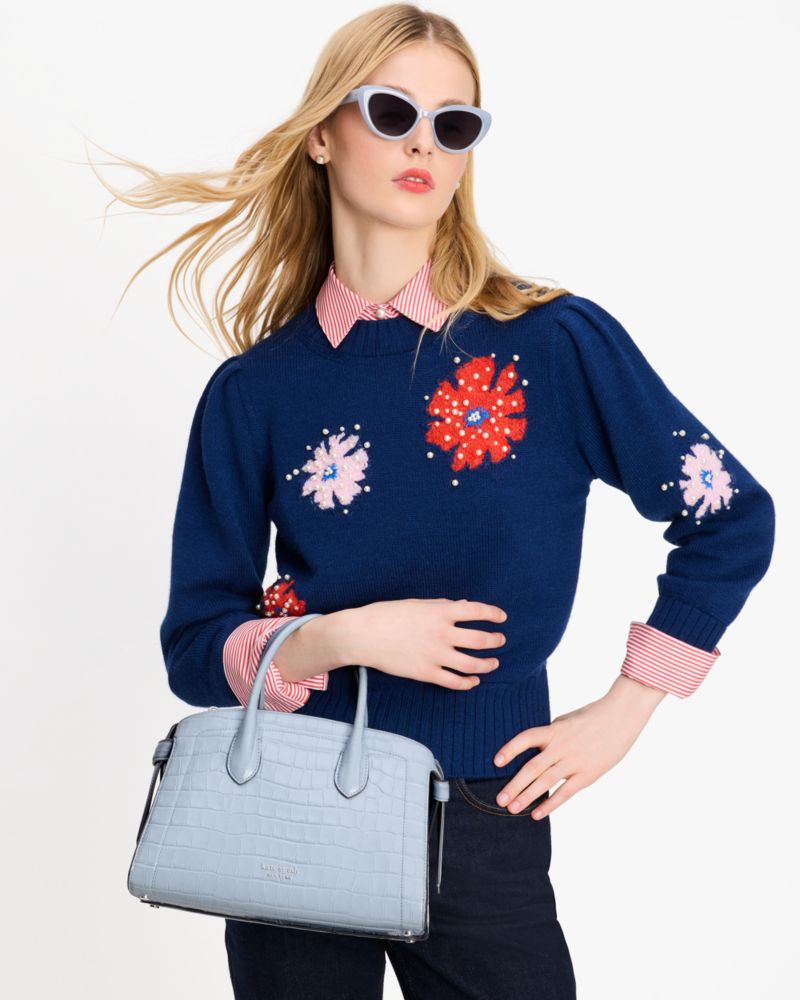 Knott Croc-embossed Medium Zip-top Satchel