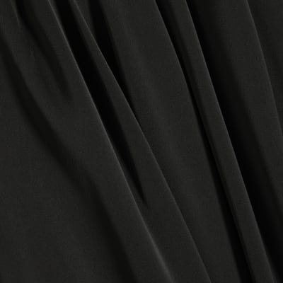 Black Short Sleeve Pleated Neck Mini Dress