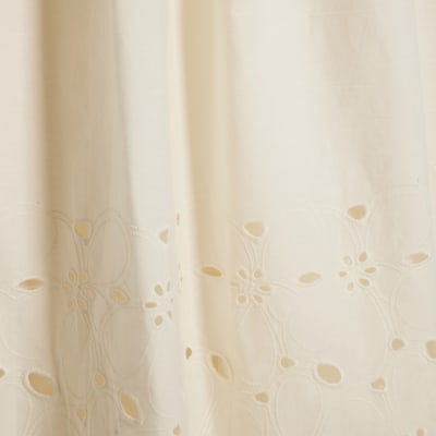 Petite Cream Poplin Broderie Hem Midi Dress