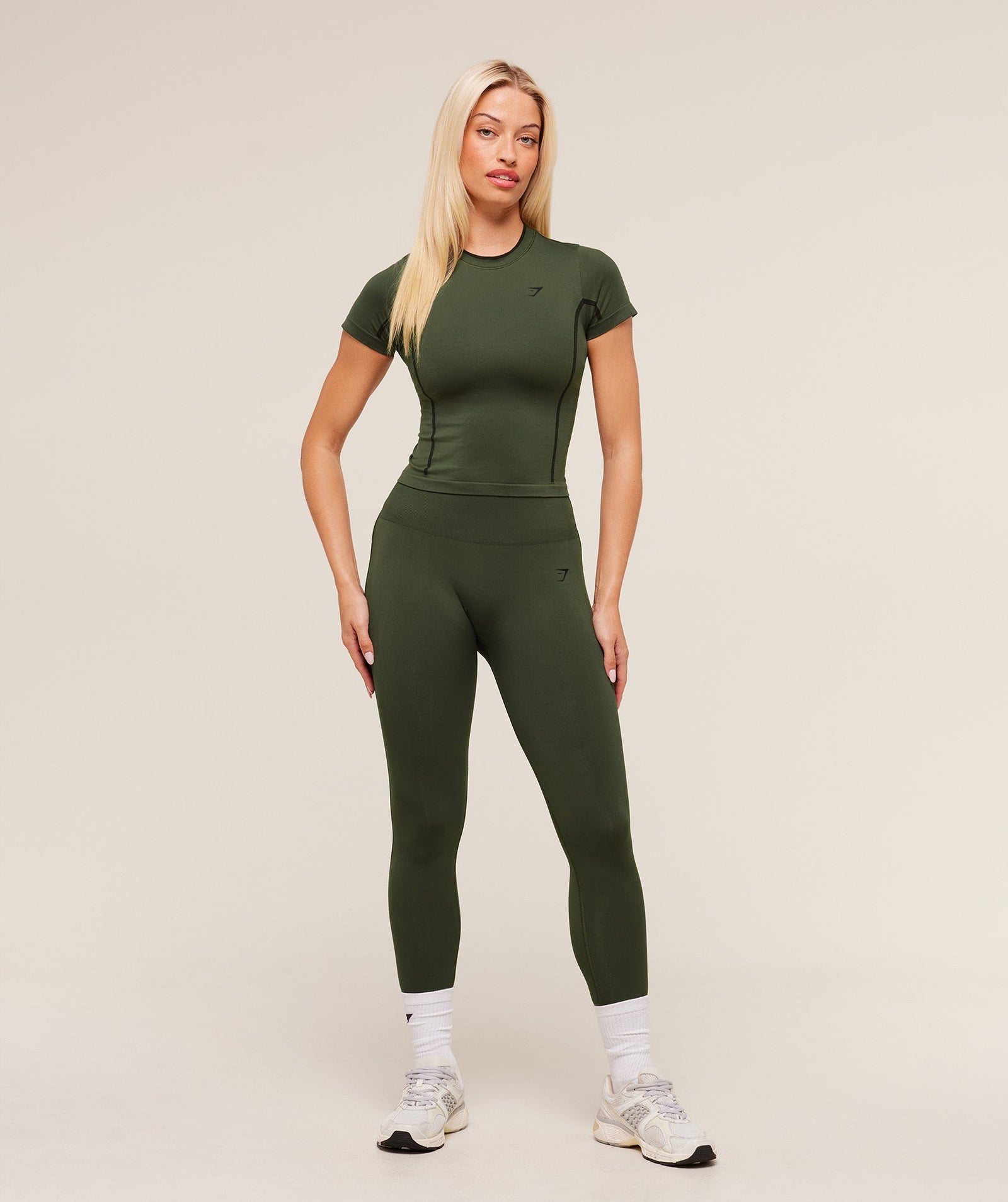 Gymshark Everyday Seamless Contrast Legging - Winter Olive/Black