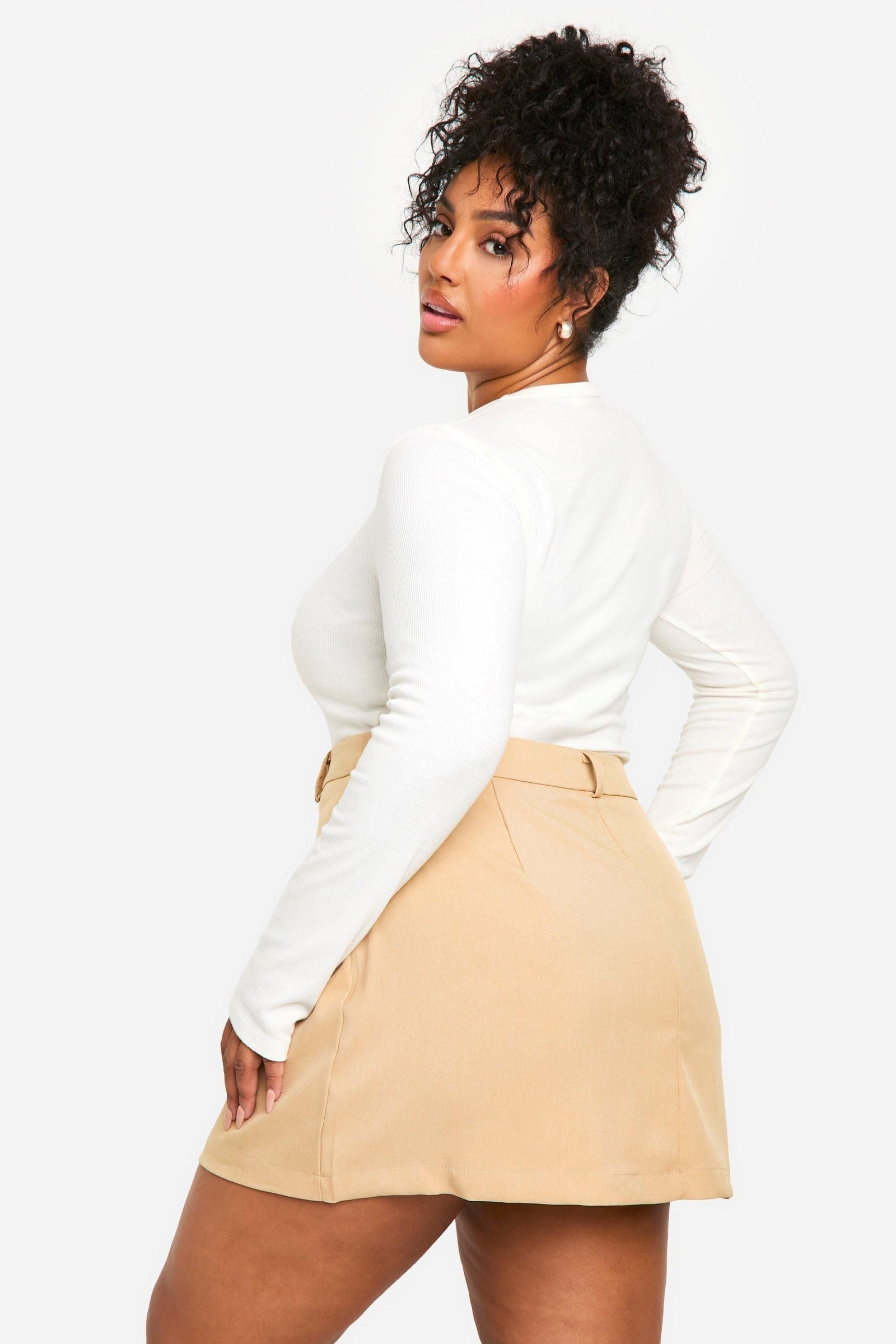 Plus Woven Tailored Mini Skirt