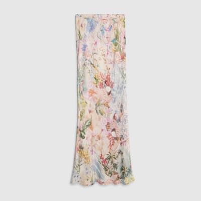 Pink Graphic Print Maxi Beach Skirt