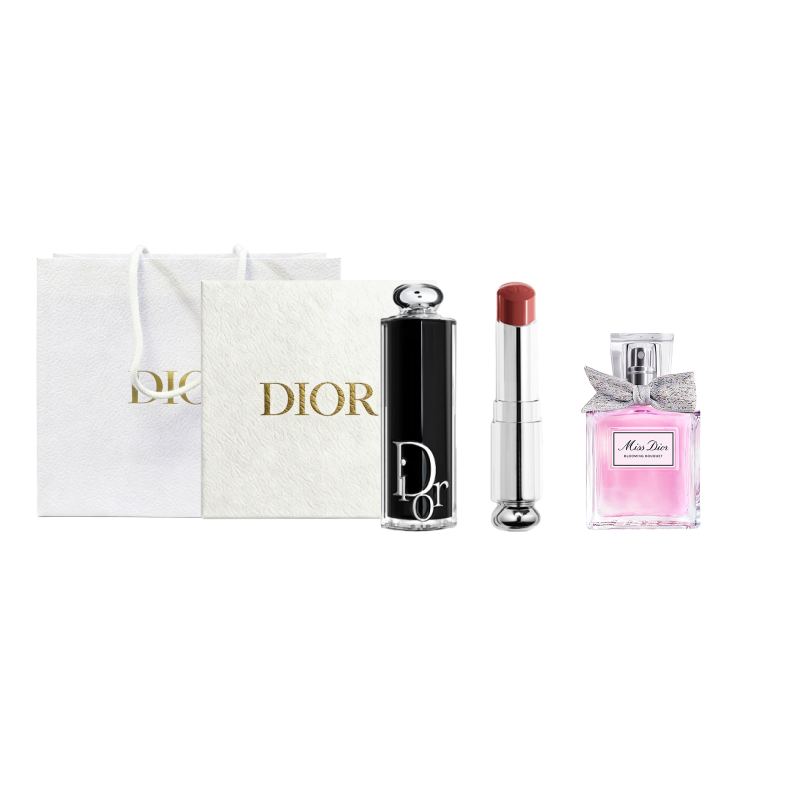 Dior Enchanting Black Tube Lipstick Floral Sweetheart Premium Brand Perfume Makeup Set Box Shopping Bag Eau De Toilette