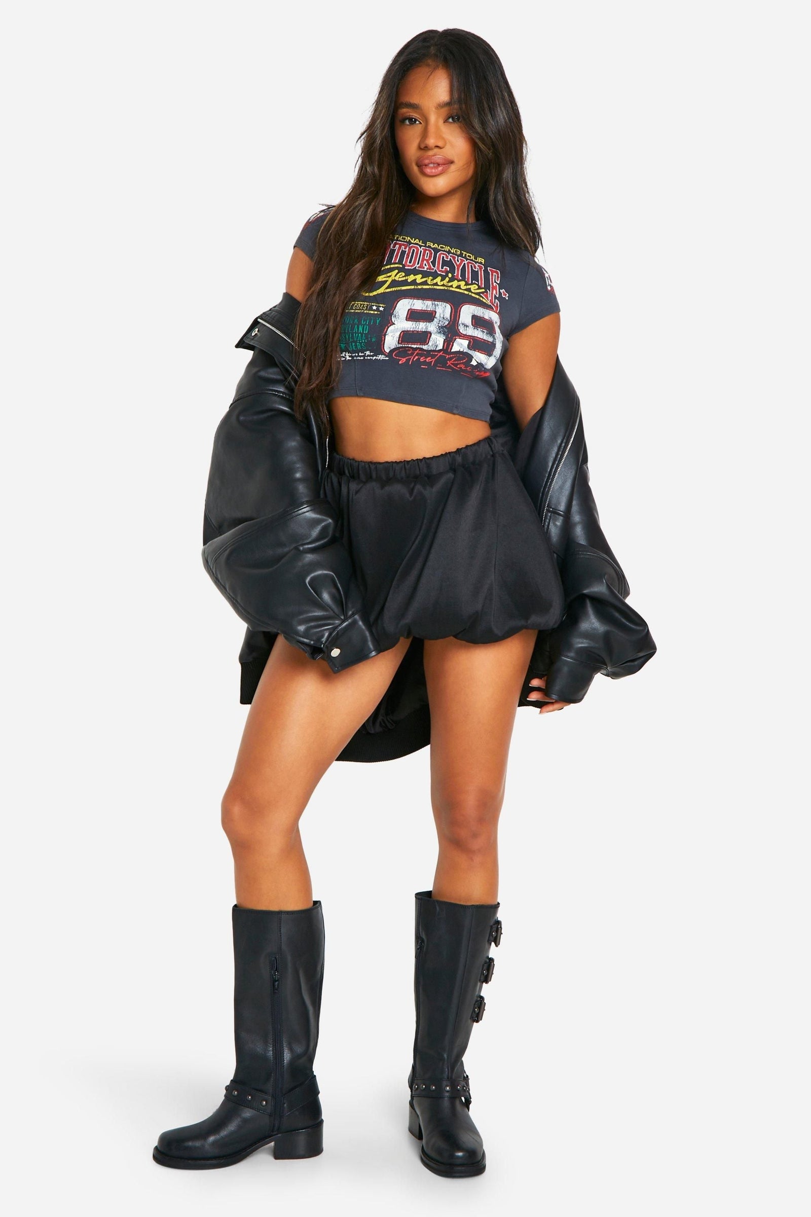 Woven Puff Ball Micro Mini Skirt
