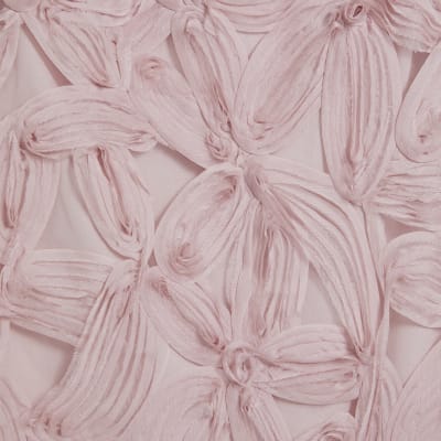 Pink Puff Sleeve 3D Floral Mini Dress