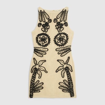 Cream Cornelli Knit Mini Dress