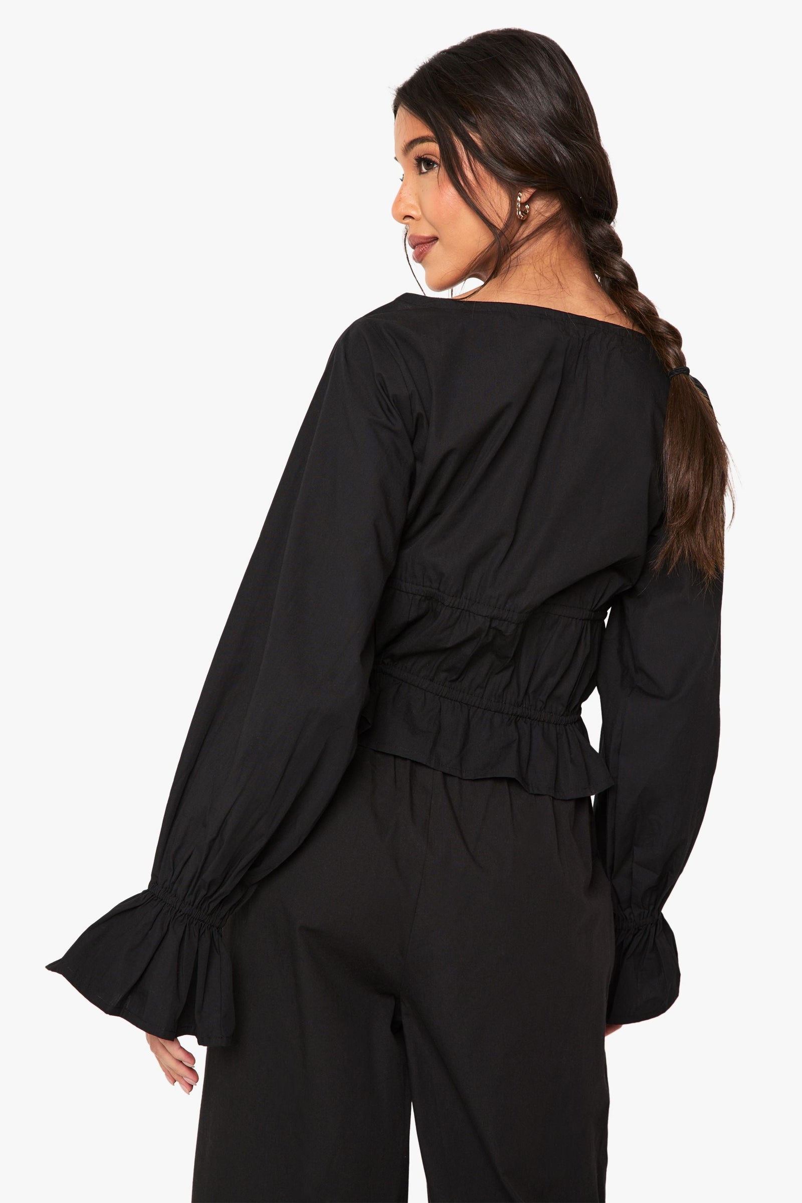 Cotton Poplin Tie Detail Top