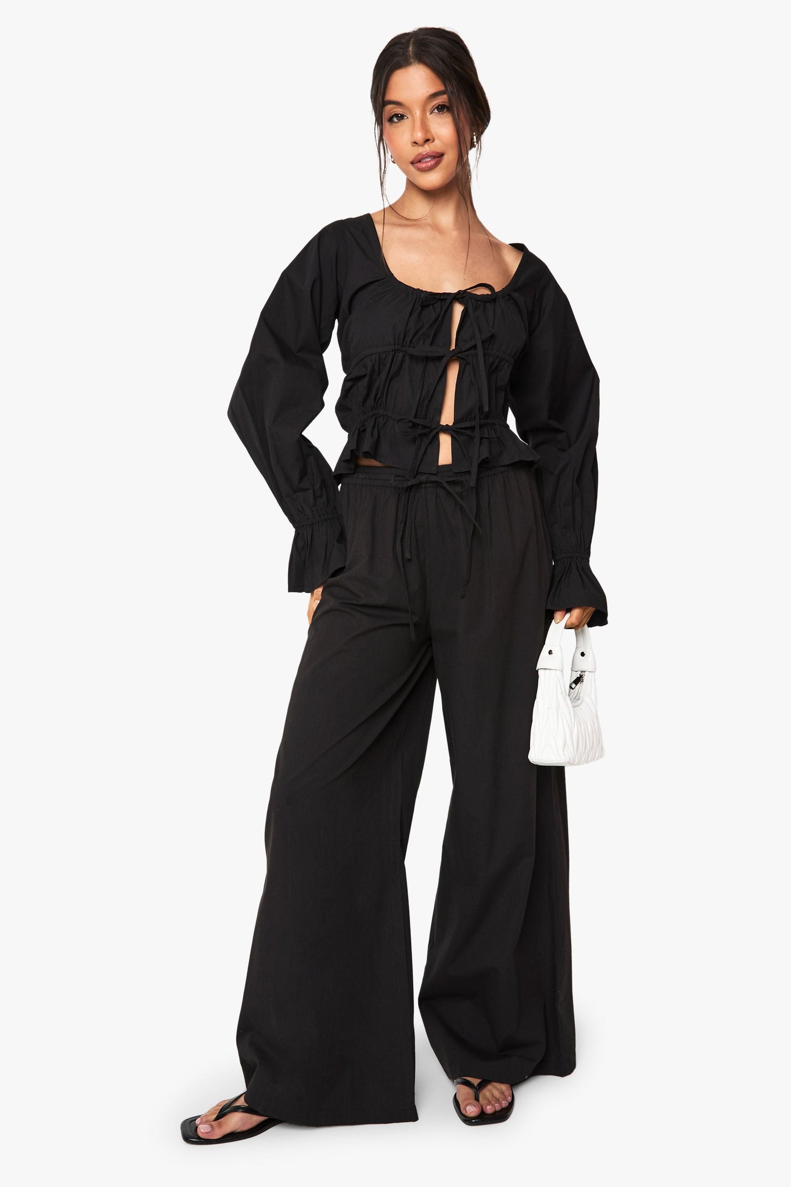 Cotton Poplin Tie Detail Top