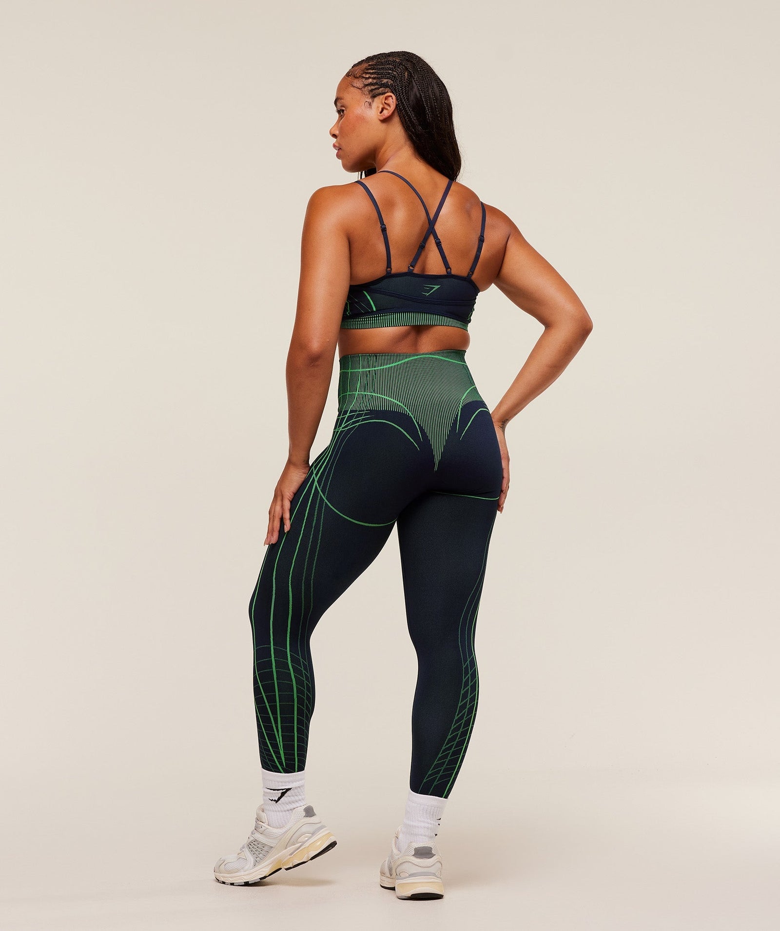 Gymshark Apex Seamless Leggings - Heavy Blue/Active Green
