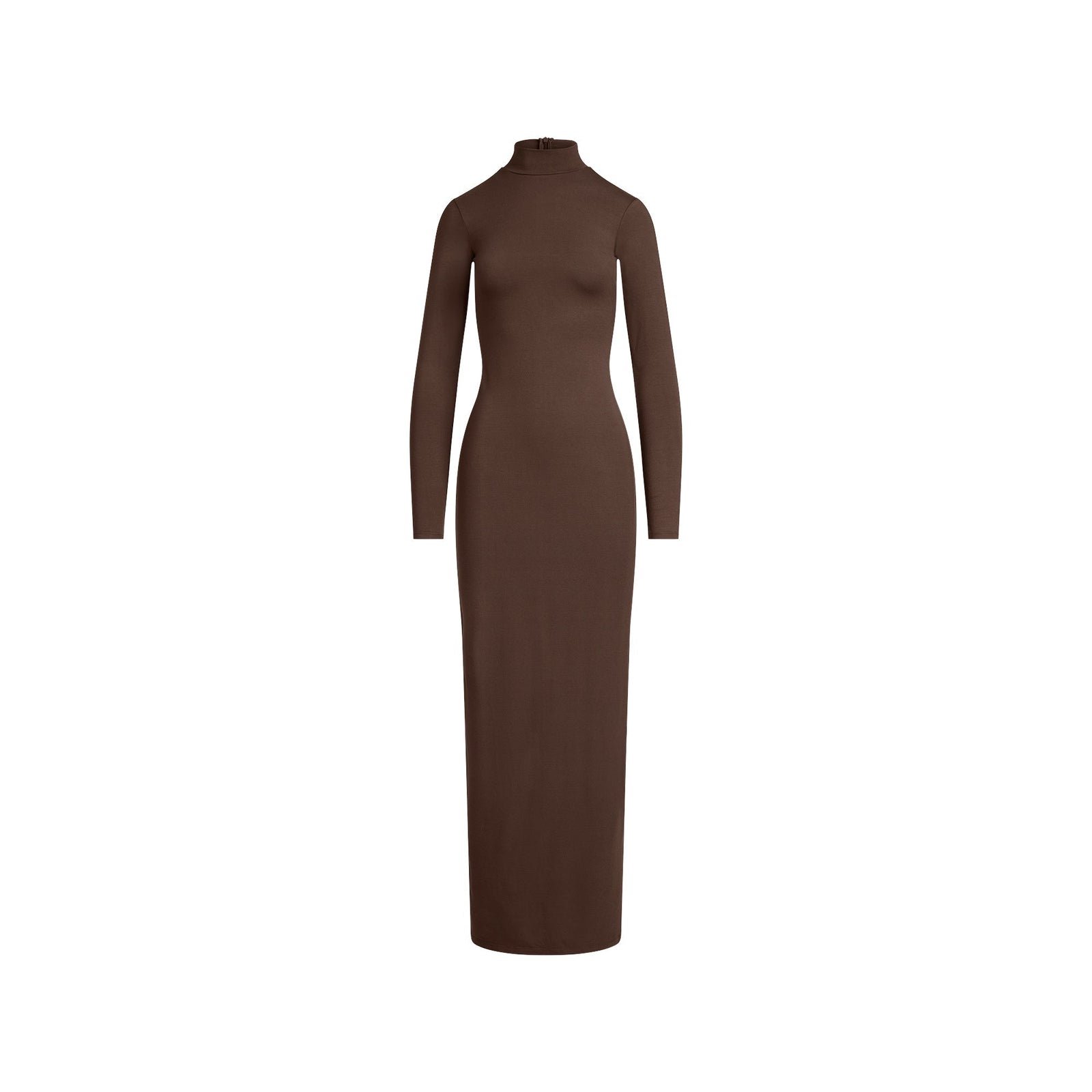 SMOOTH LAYERS TURTLENECK LONG DRESS | ESPRESSO