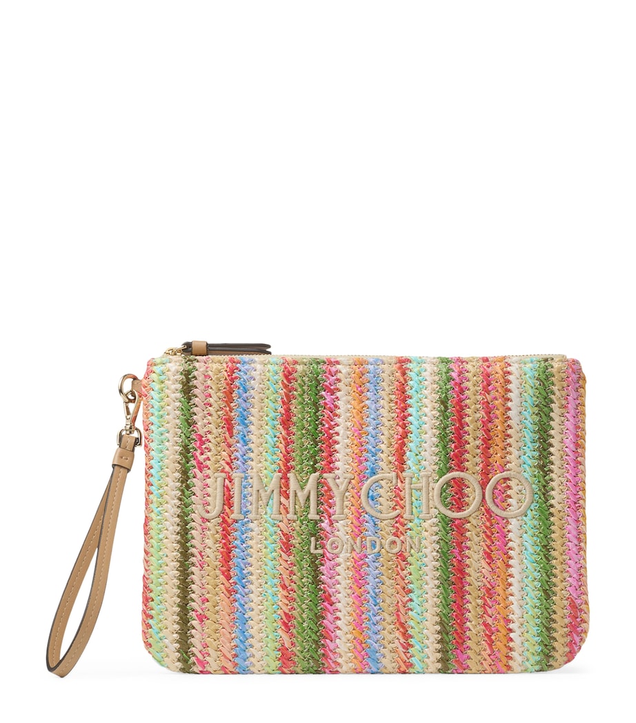 Raffia Striped Zip-Up Pouch