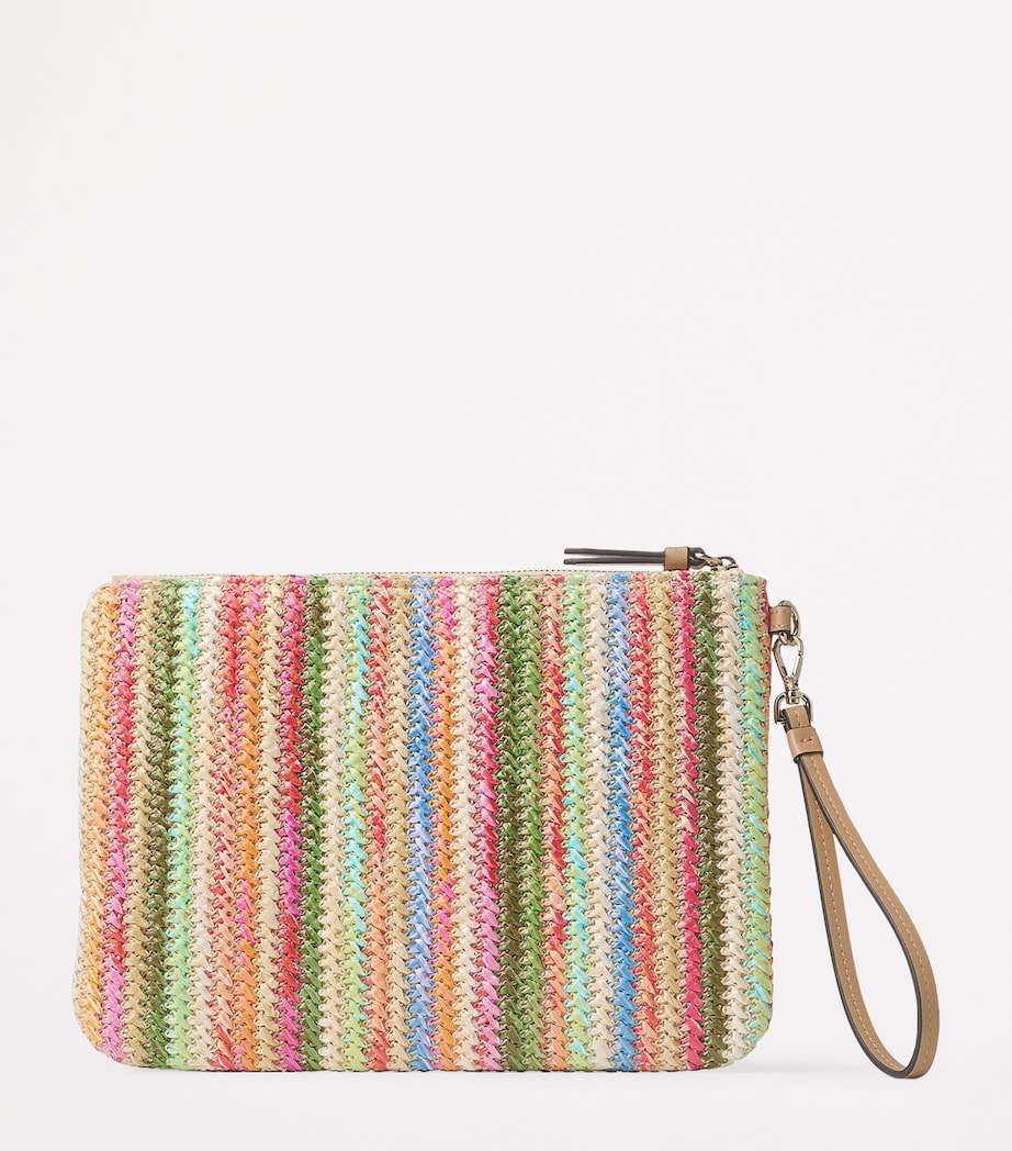 Raffia Striped Zip-Up Pouch