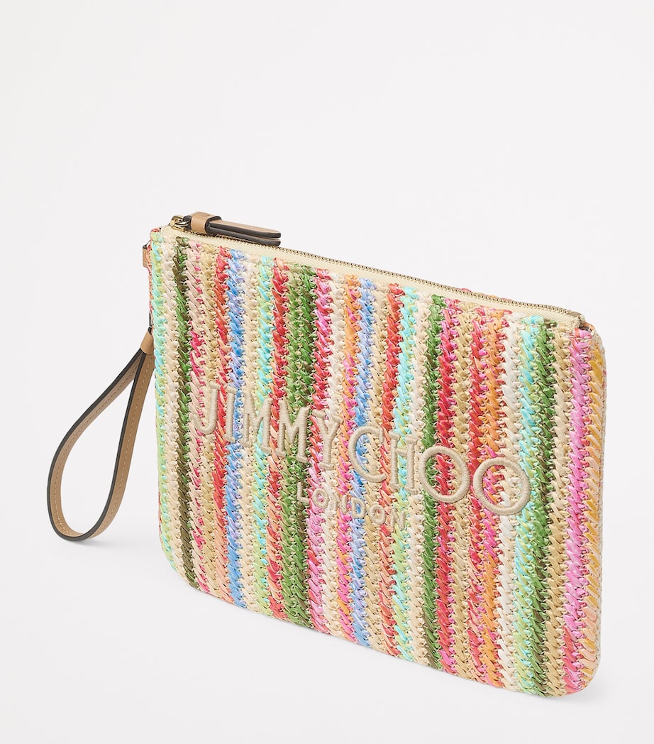 Raffia Striped Zip-Up Pouch