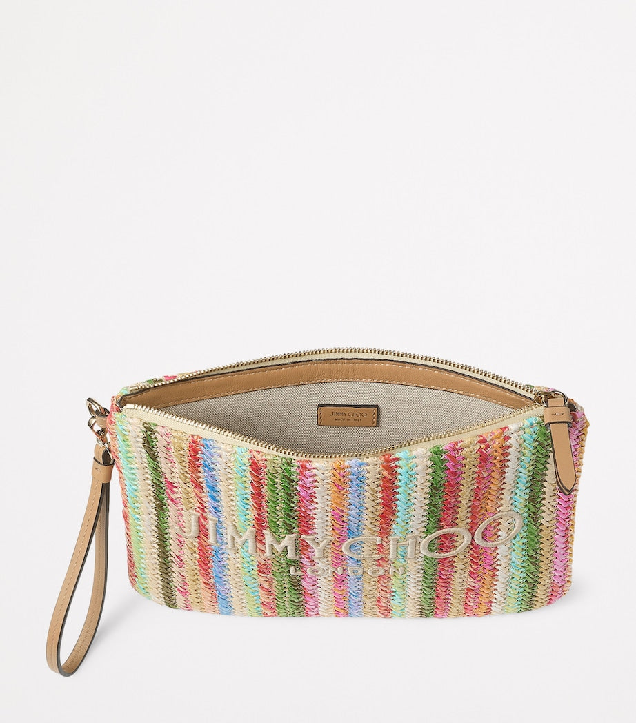 Raffia Striped Zip-Up Pouch