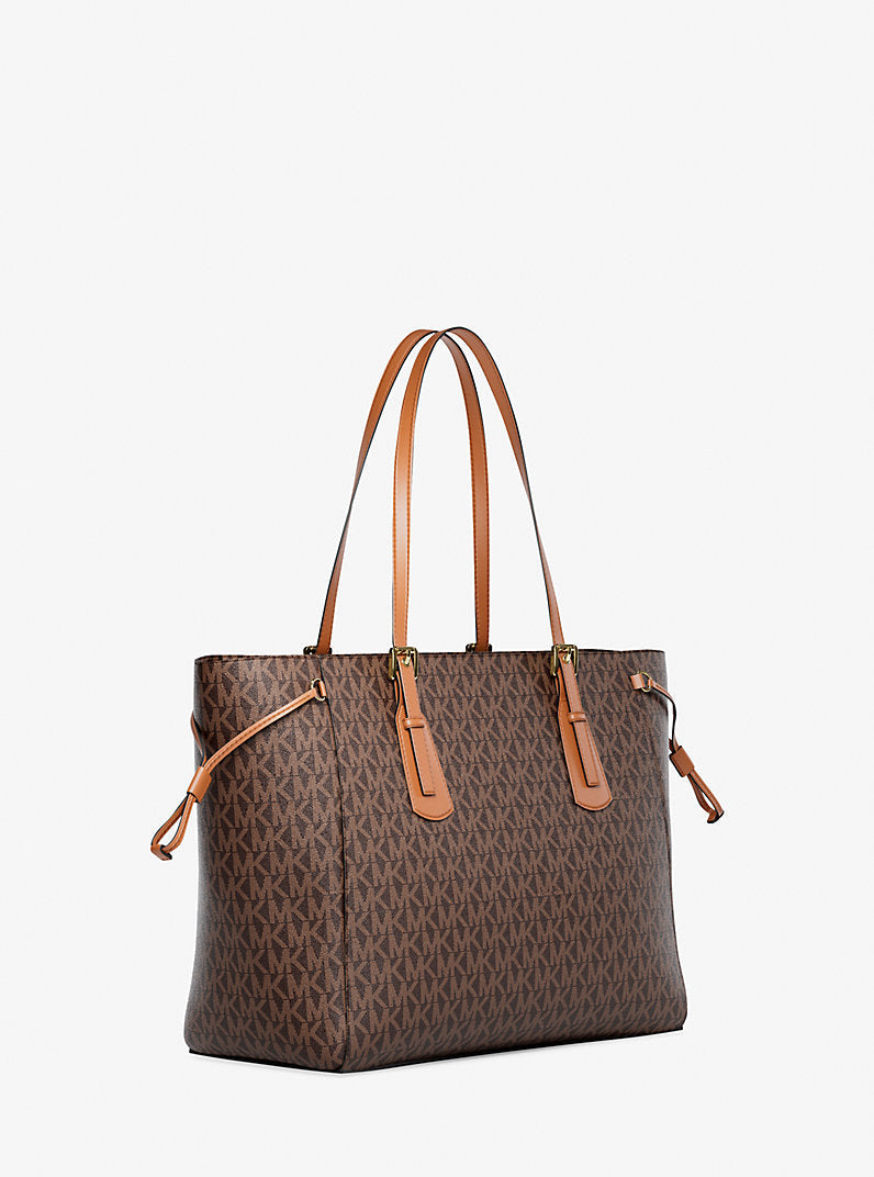 Voyager Large Signature Logo Top-Zip Tote Bag