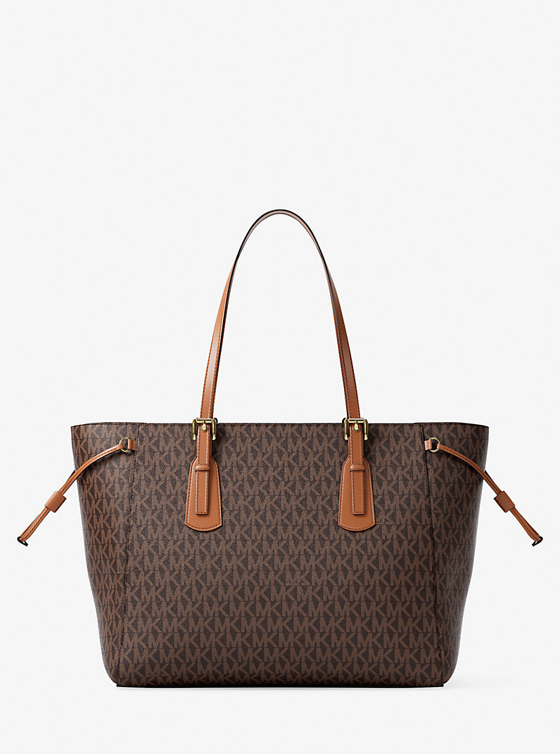 Voyager Large Signature Logo Top-Zip Tote Bag