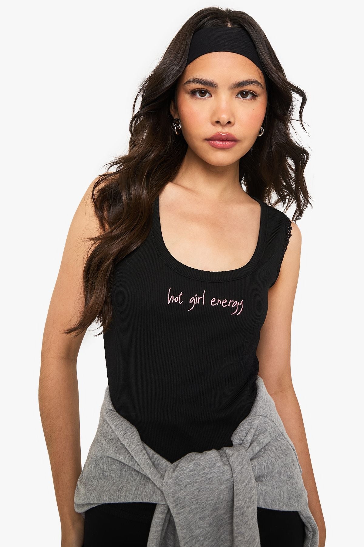 Hot Girl Energy Embroidered Tank Top
