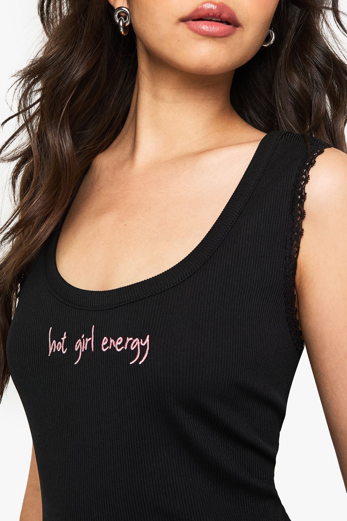 Hot Girl Energy Embroidered Tank Top