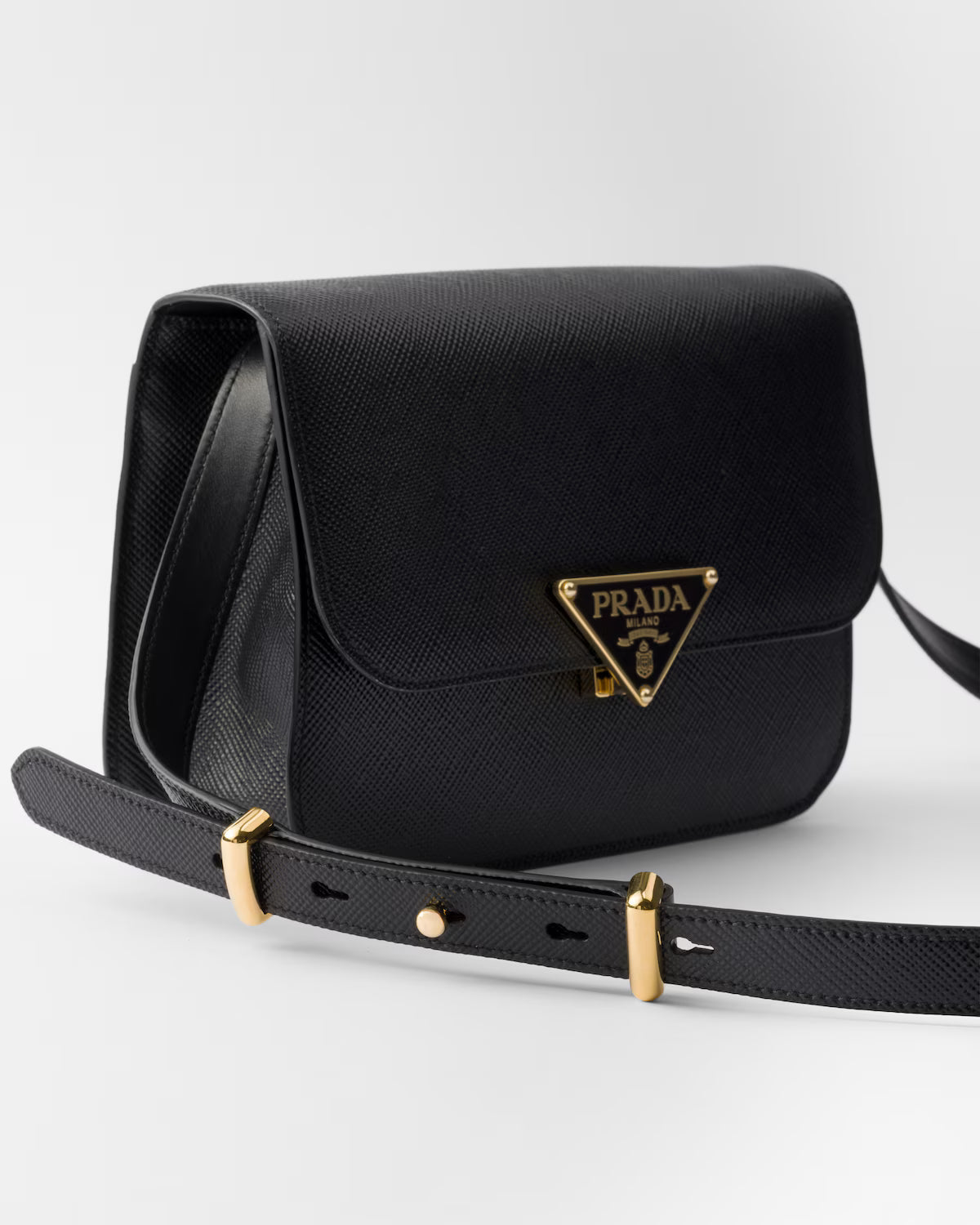 Saffiano leather flap shoulder bag
