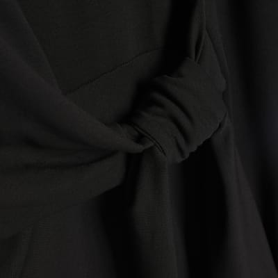 Black Long Sleeve Knot Side Mini Dress