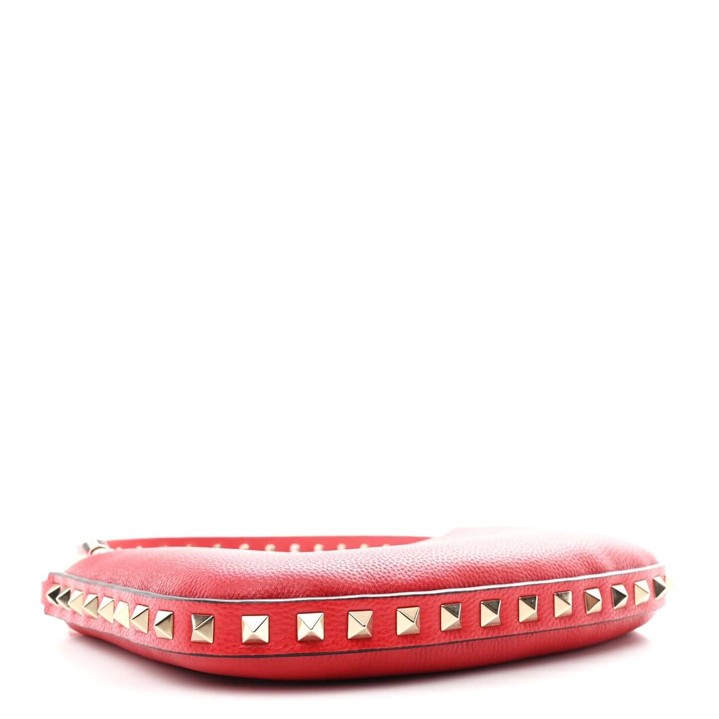 Grainy Calfskin Rockstud Mini Hobo Red