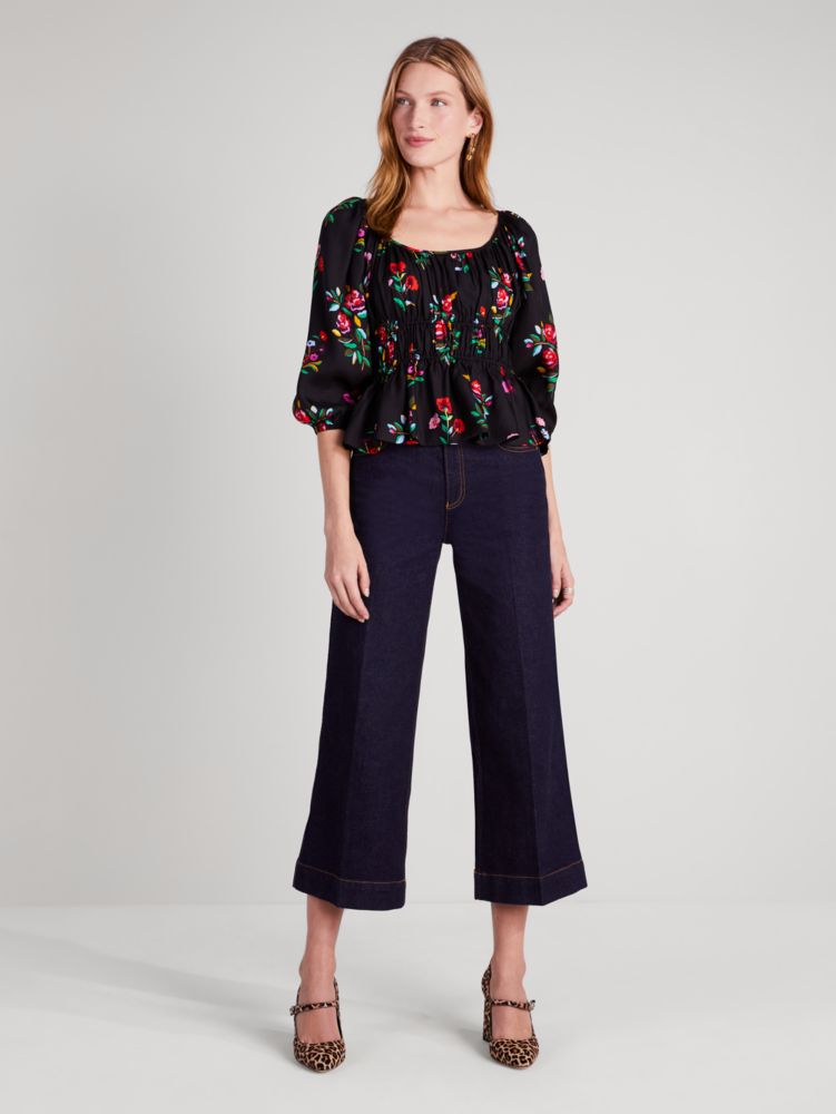 Autumn Floral Long-sleeve Riviera Top