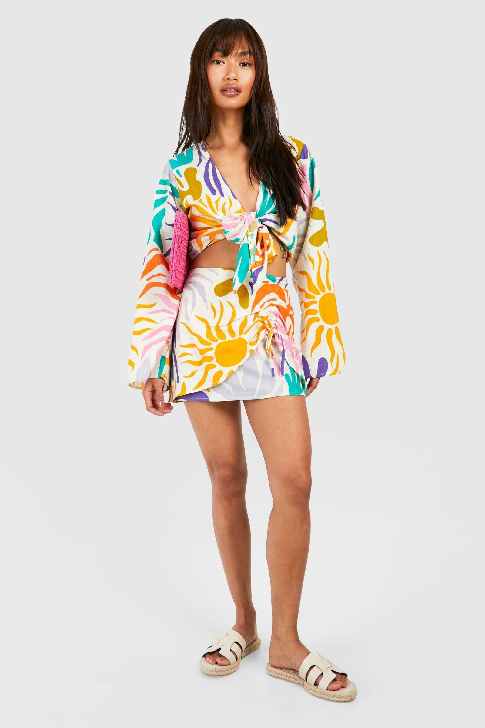 Bright Ruched Mini Skirt