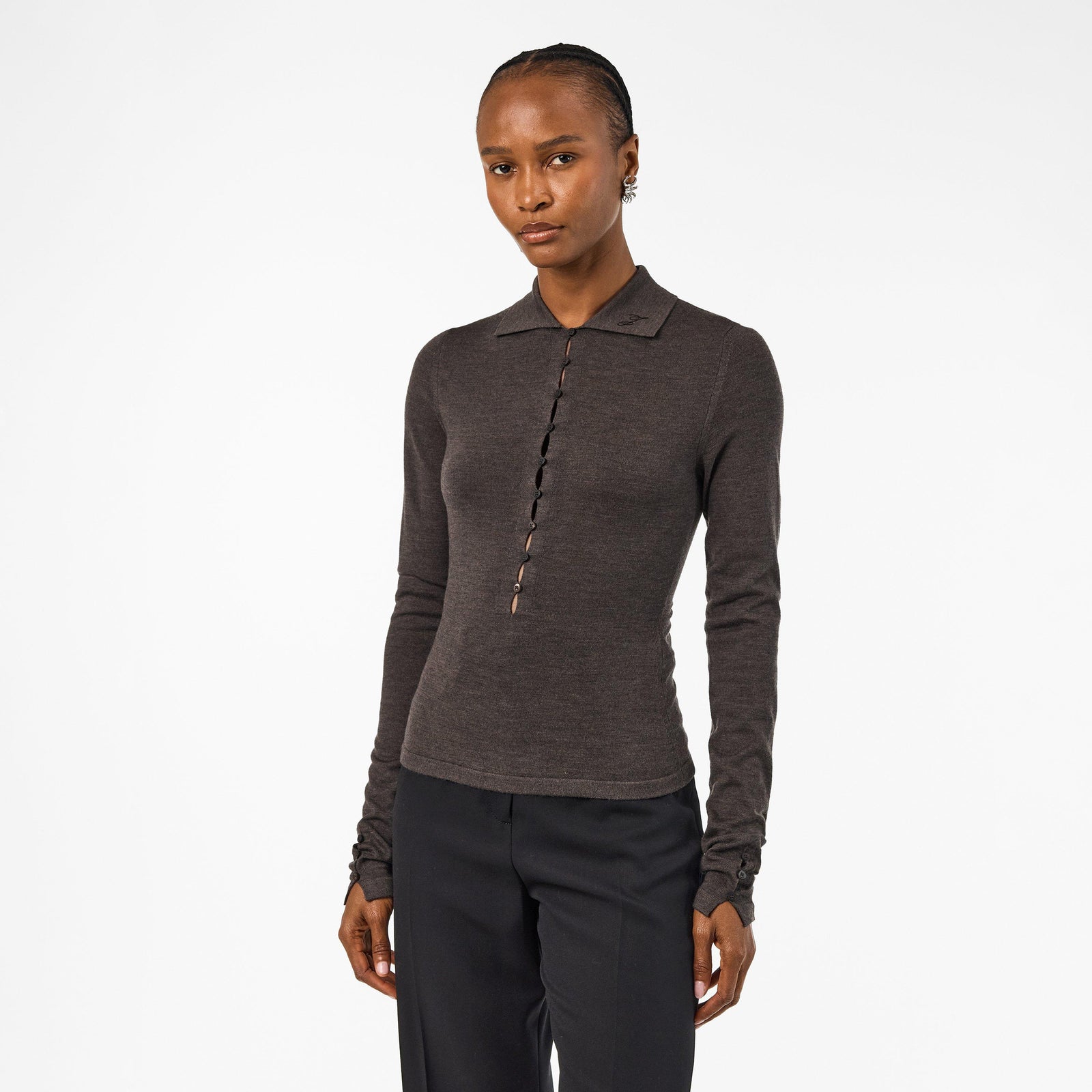 Jacquard Long Sleeve Blouse