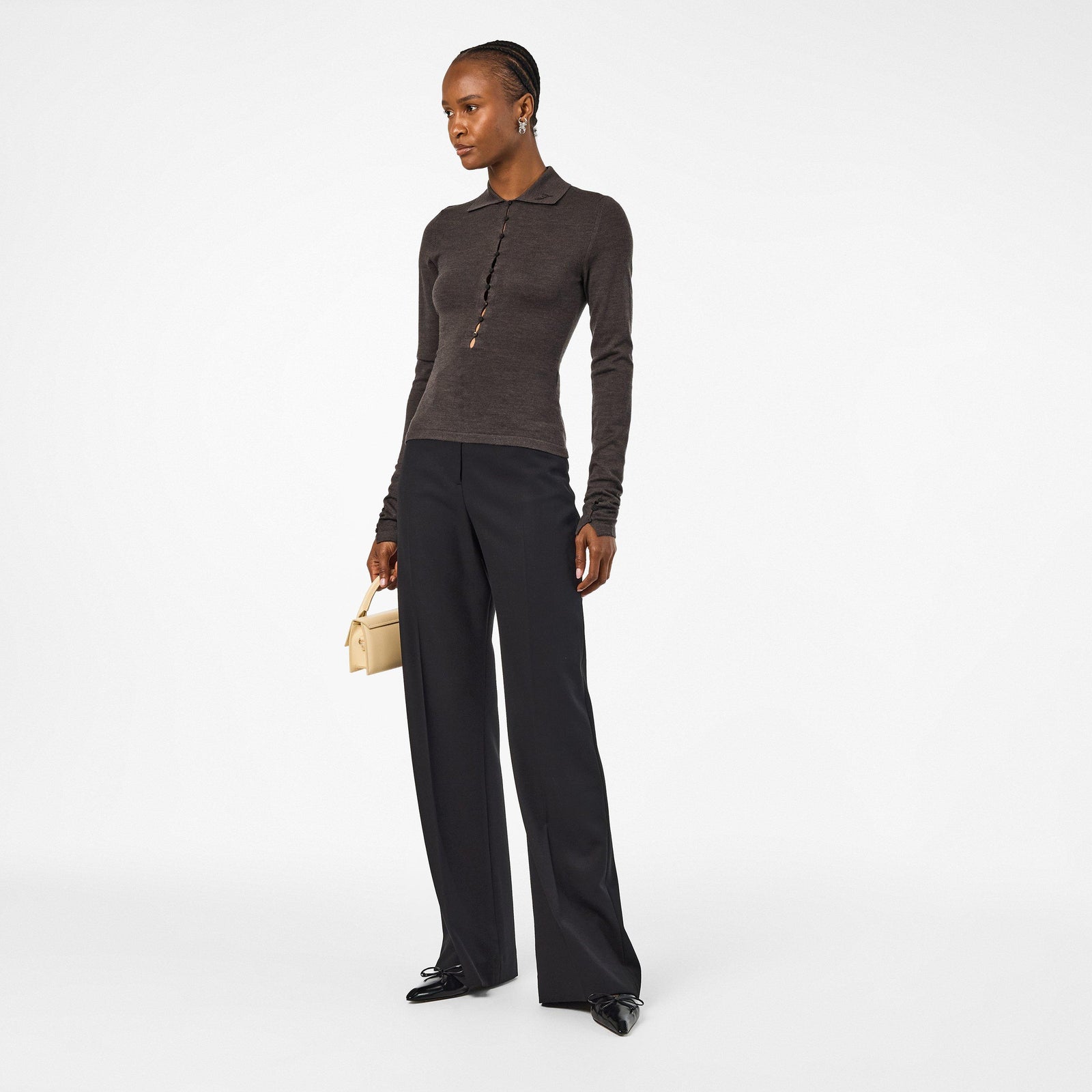 Jacquard Long Sleeve Blouse