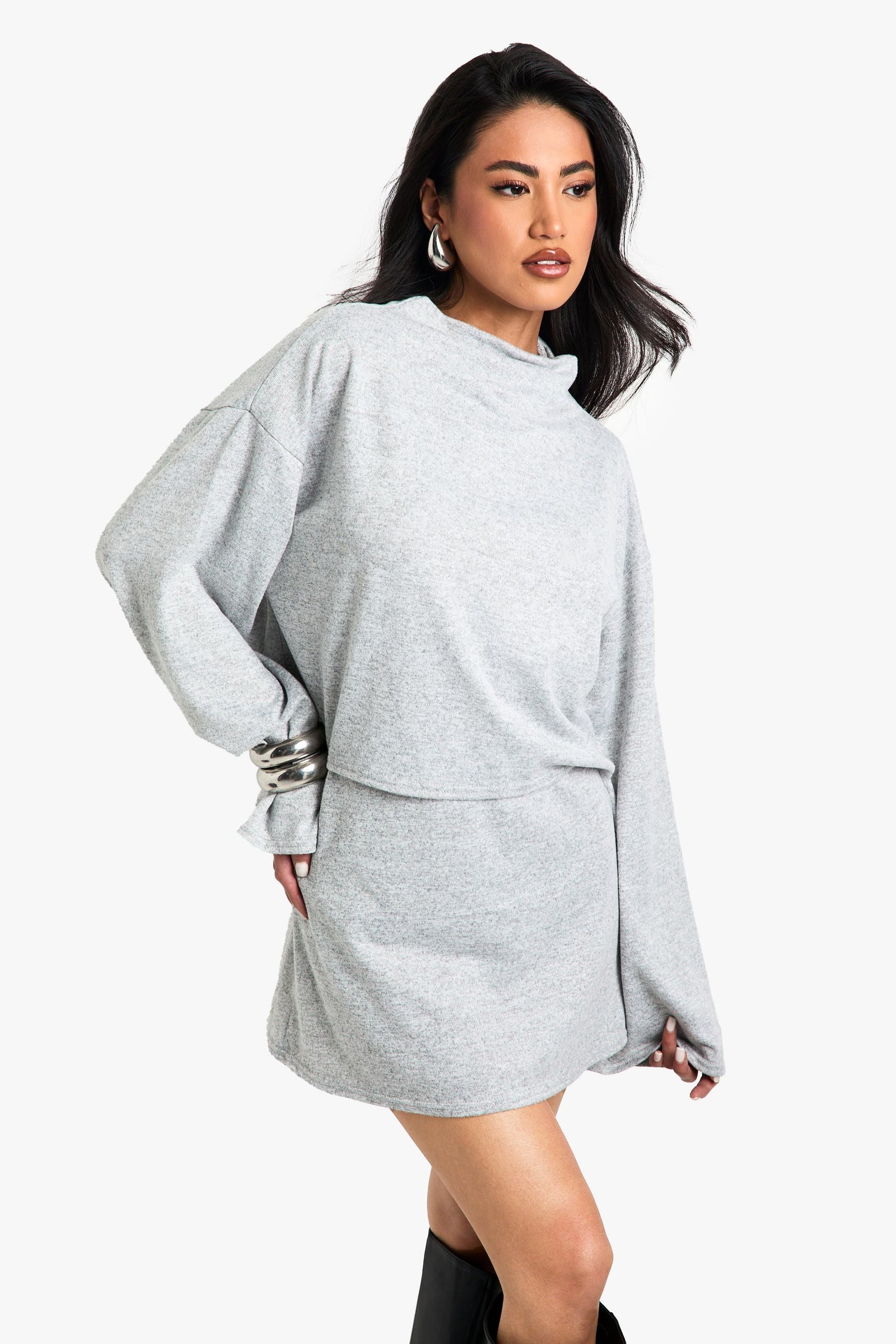 Brushed Melange Mini Skirt