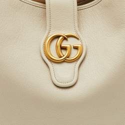 Gucci White Leather Double G Large Aphrodite Shoulder Bag