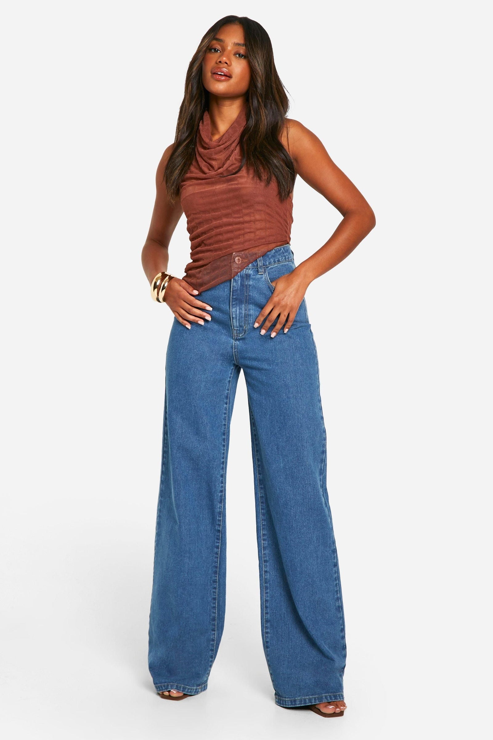 Textured Cowl Neck Top