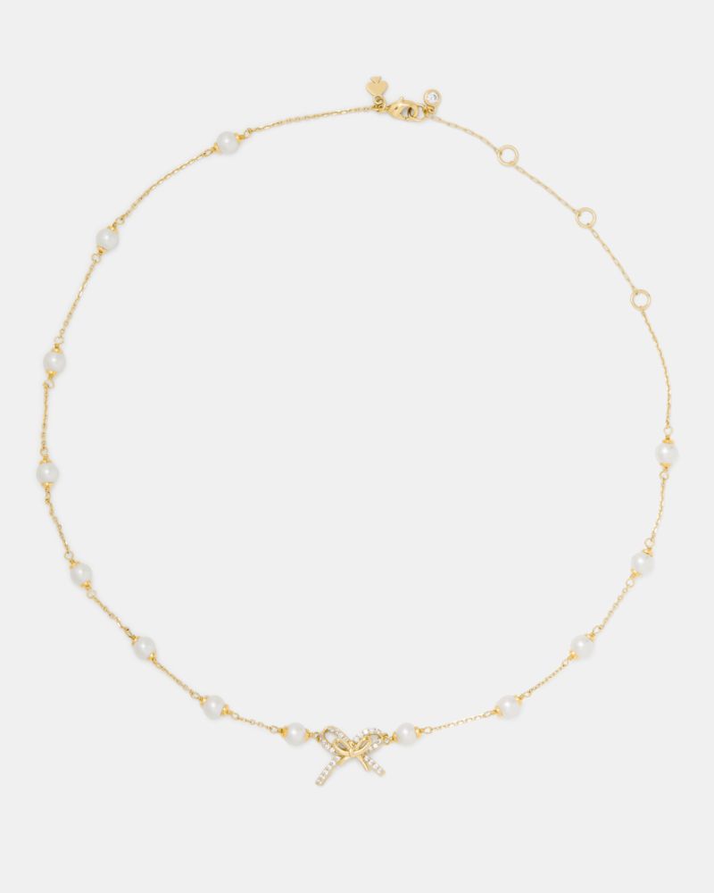 Girlie Pearlie Pearl Bow Scatter Necklace