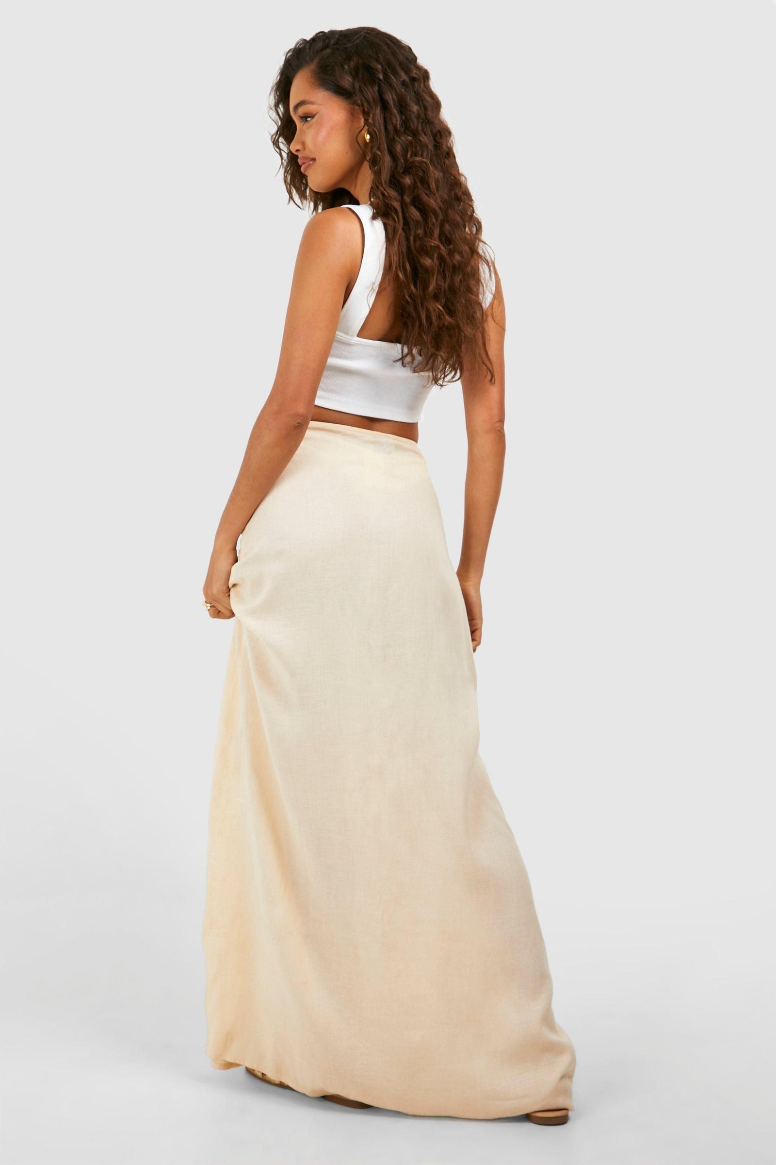 Ruched Detail Midi Skirt