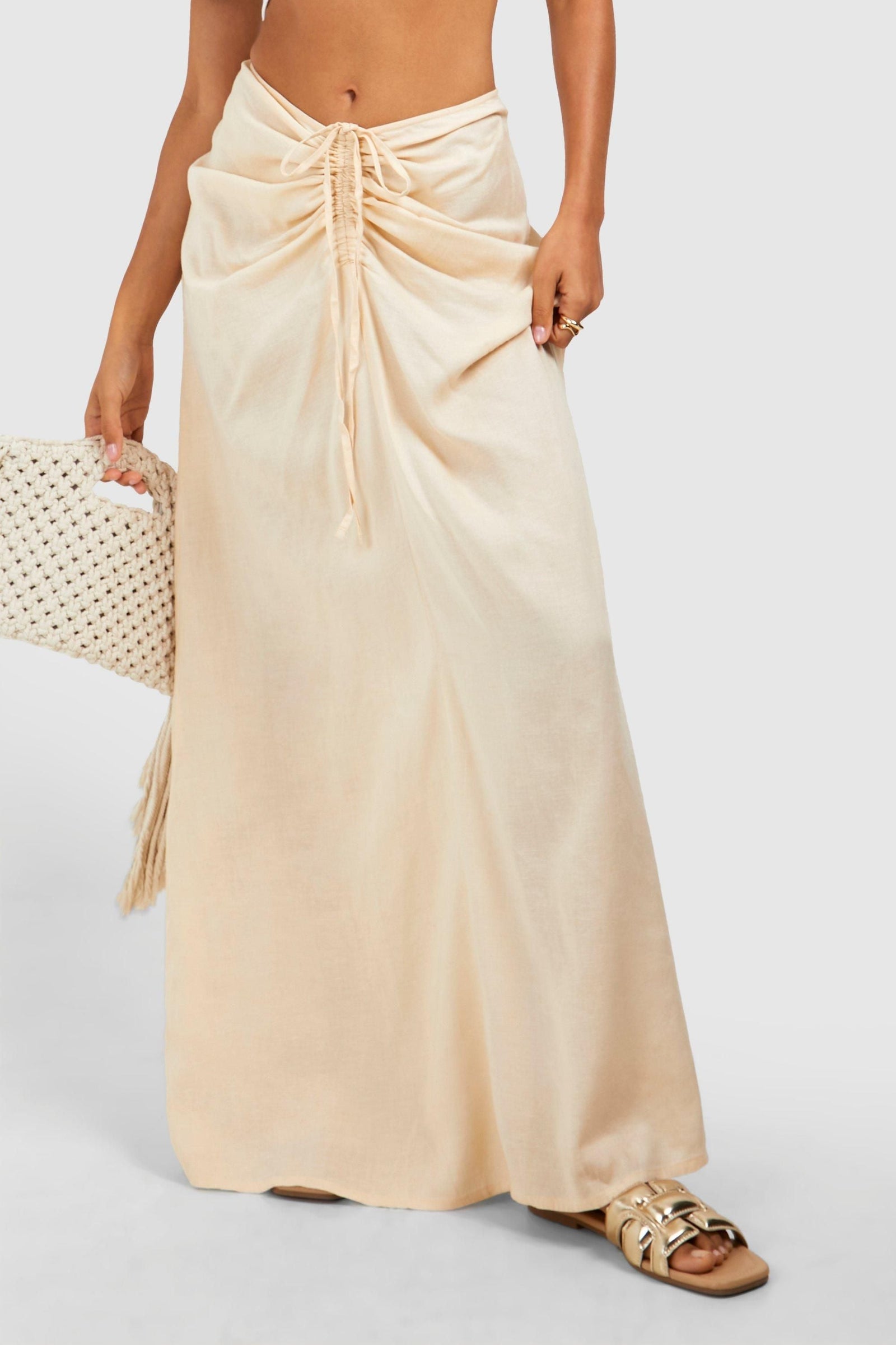 Ruched Detail Midi Skirt