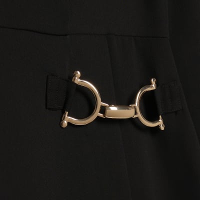 Black Long Sleeve Snaffle Detail Mini Dress
