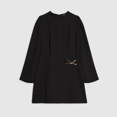 Black Long Sleeve Snaffle Detail Mini Dress