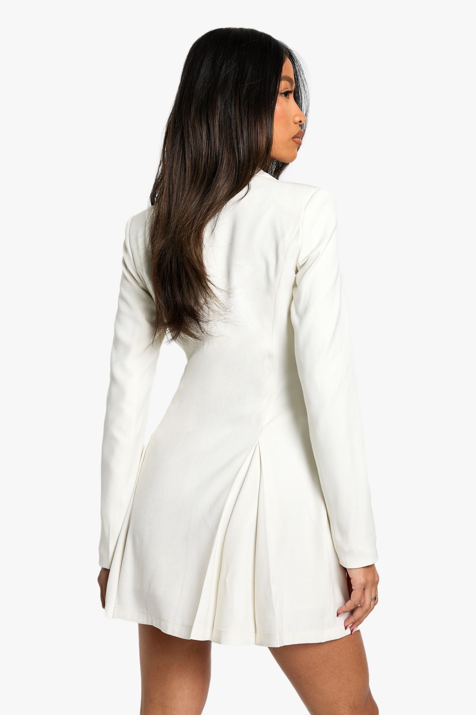Tailored Hook & Eye Detail Cinched Waist Blazer dress