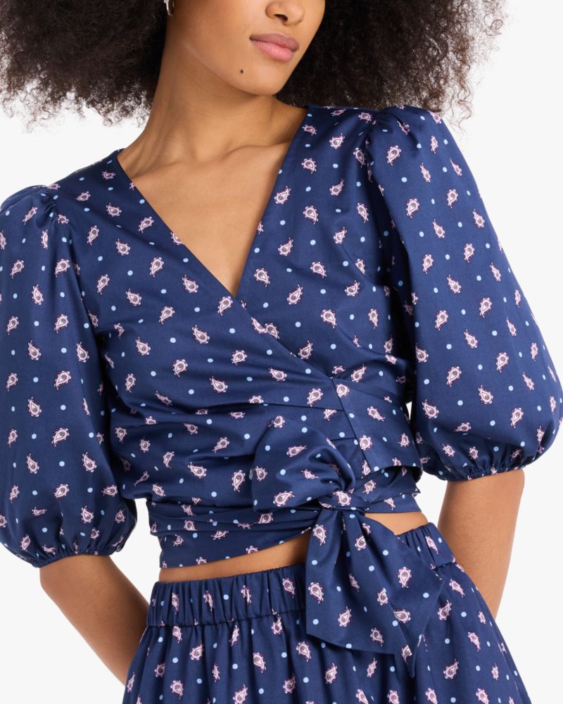 Paisley Foulard Wrap Top