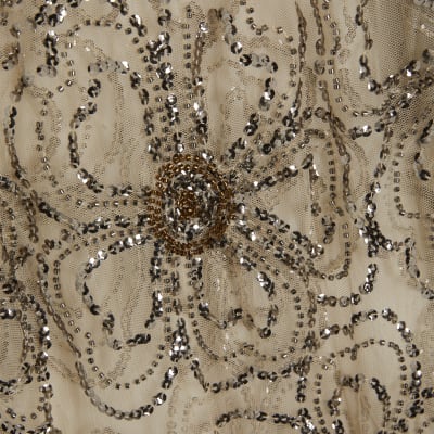 Cream Embellished Midi Beach Skirt