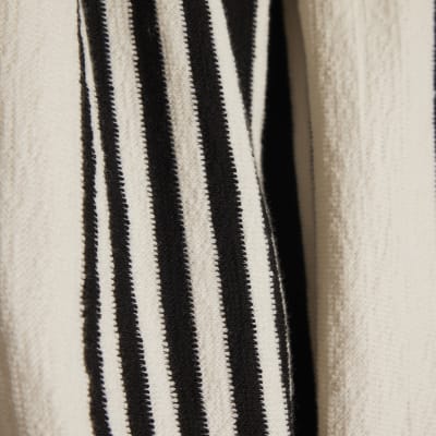 White Striped Bubble Hem Bandeau Top