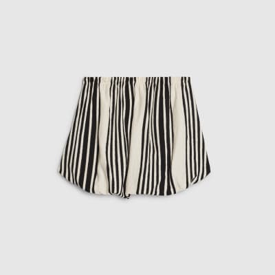 White Striped Bubble Hem Bandeau Top