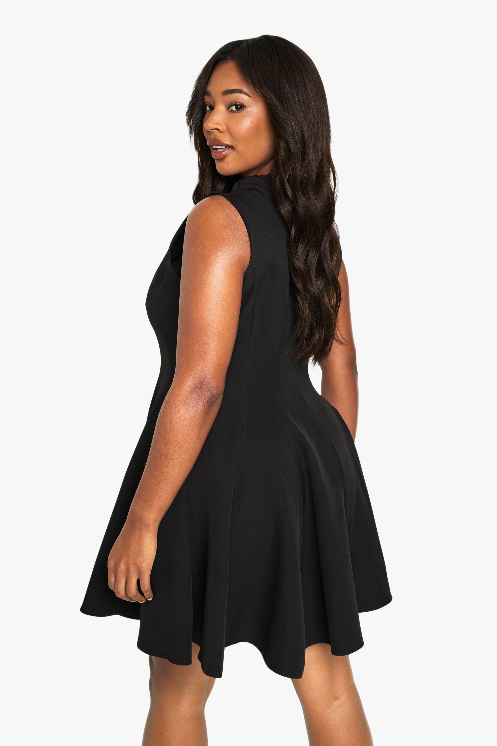 Plus Panelled Mini Skater Dress