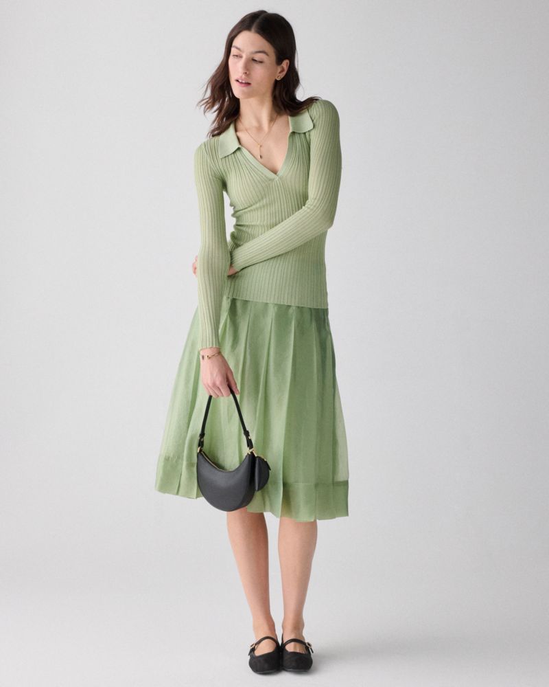 Crinkled Organza Pleated Skirt