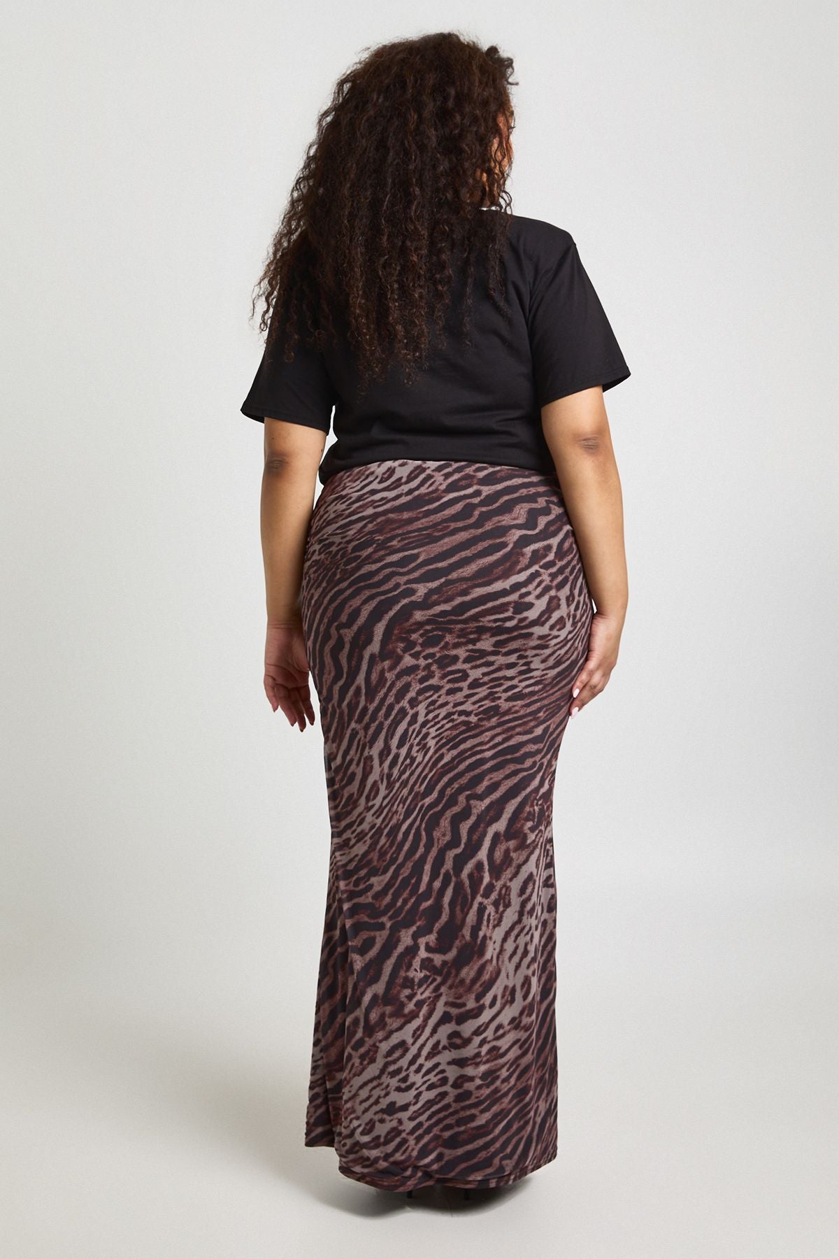 Plus Leopard Mesh Maxi Skirt